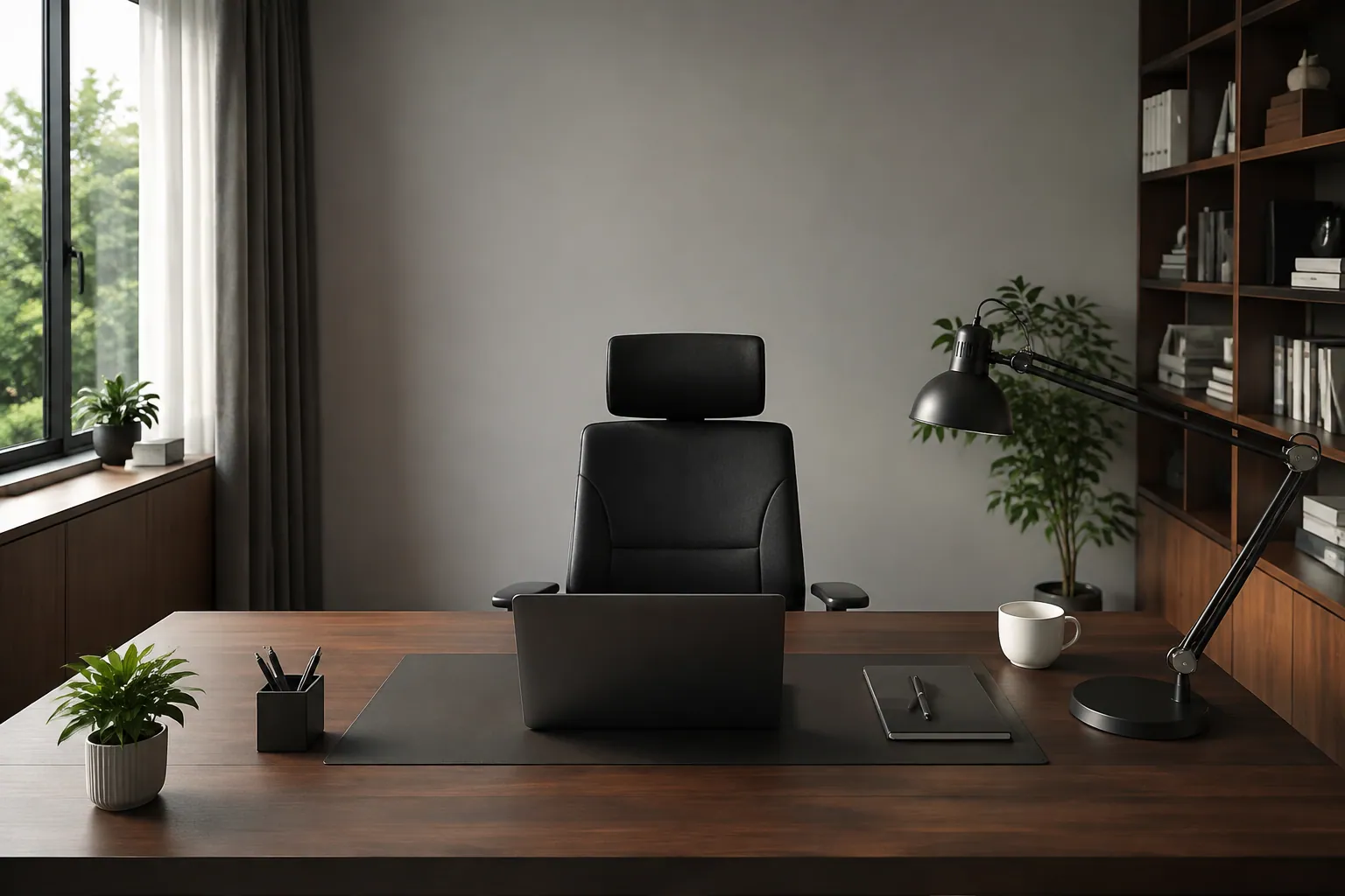 Desk placement feng shui: command, mountain, side light